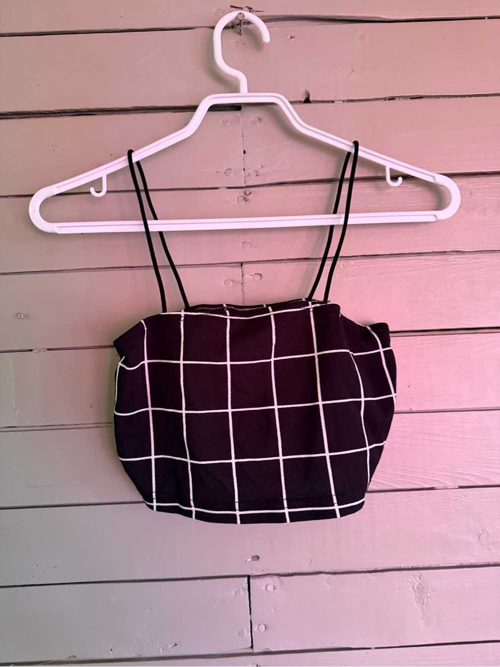 Zaful Black Grid Spaghetti Strap Crop Top